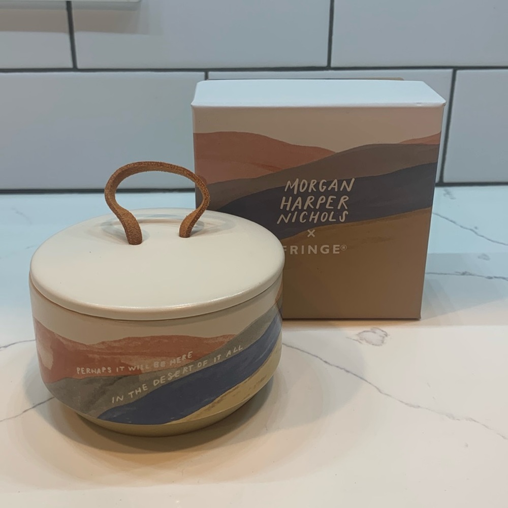 Fringe Ceramic Round Trinket Box Desert Mountain